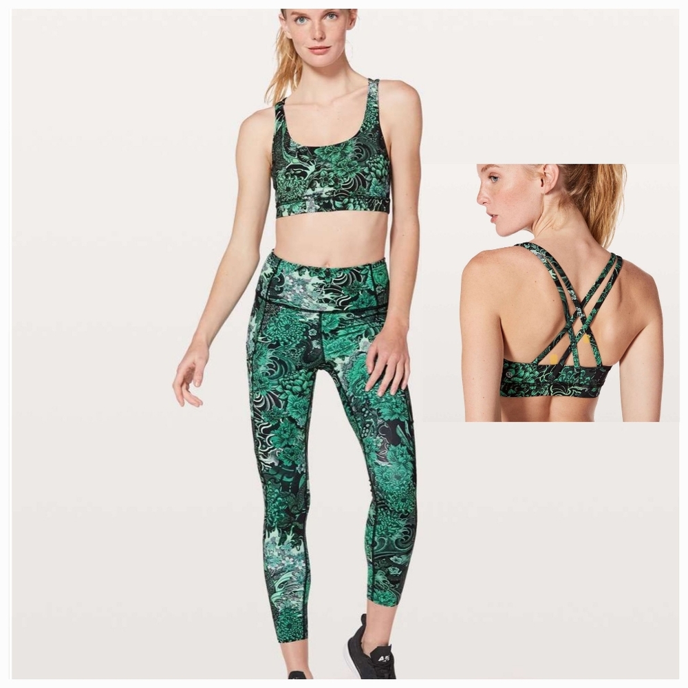 Lululemon Energy Bra in Memoir Multi Green sz 6 Luxtreme